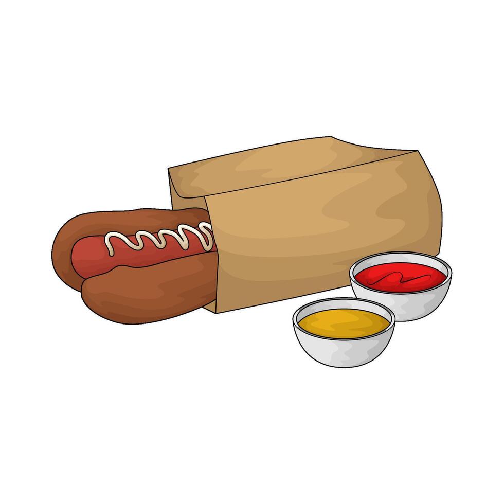 hotdog with two sauce bowl vector
