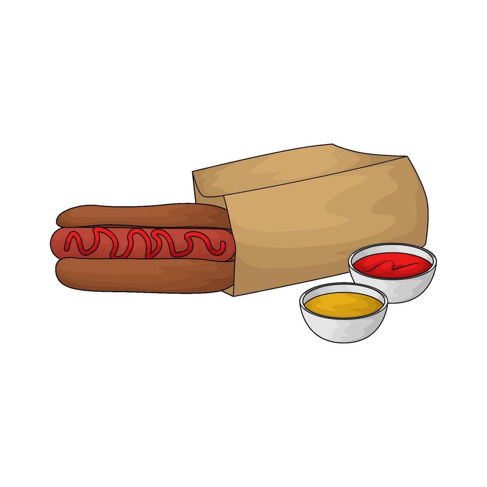 illustration of two bowls of sauce and hotdog vector