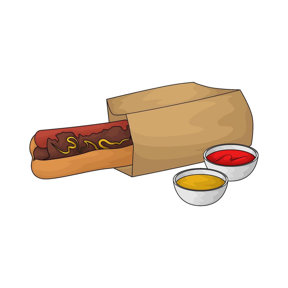 delicious hotdog combined with sauce vector