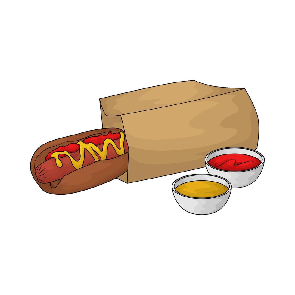 illustration of delicious hotdog combined with sauce vector