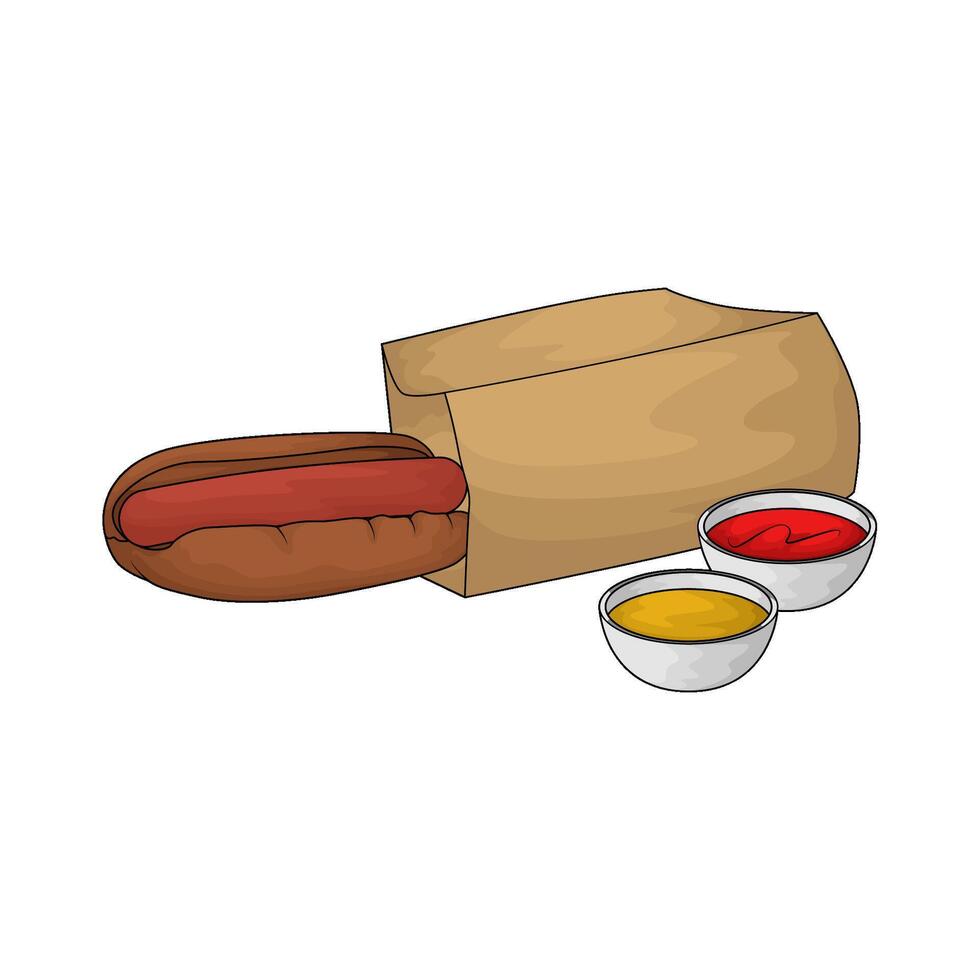 delicious hotdog combined with sauce illustration vector