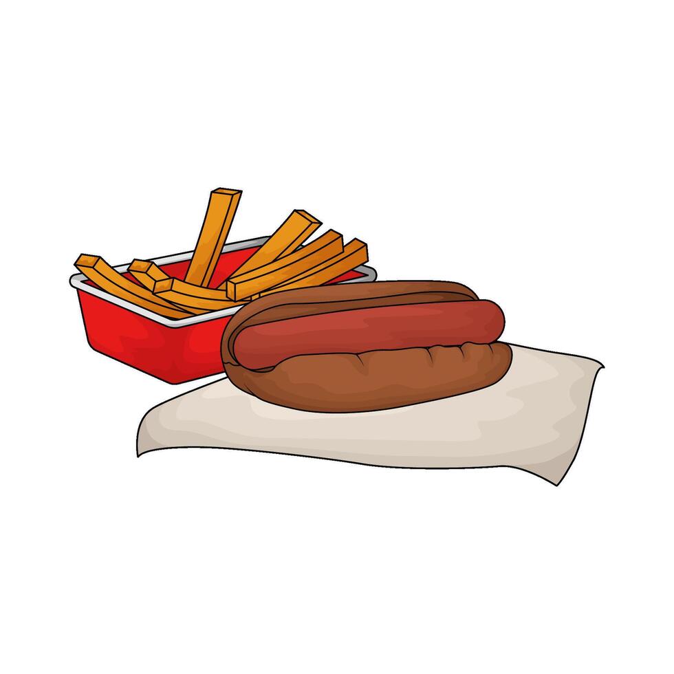 a combination of hotdogs with fries illustration vector