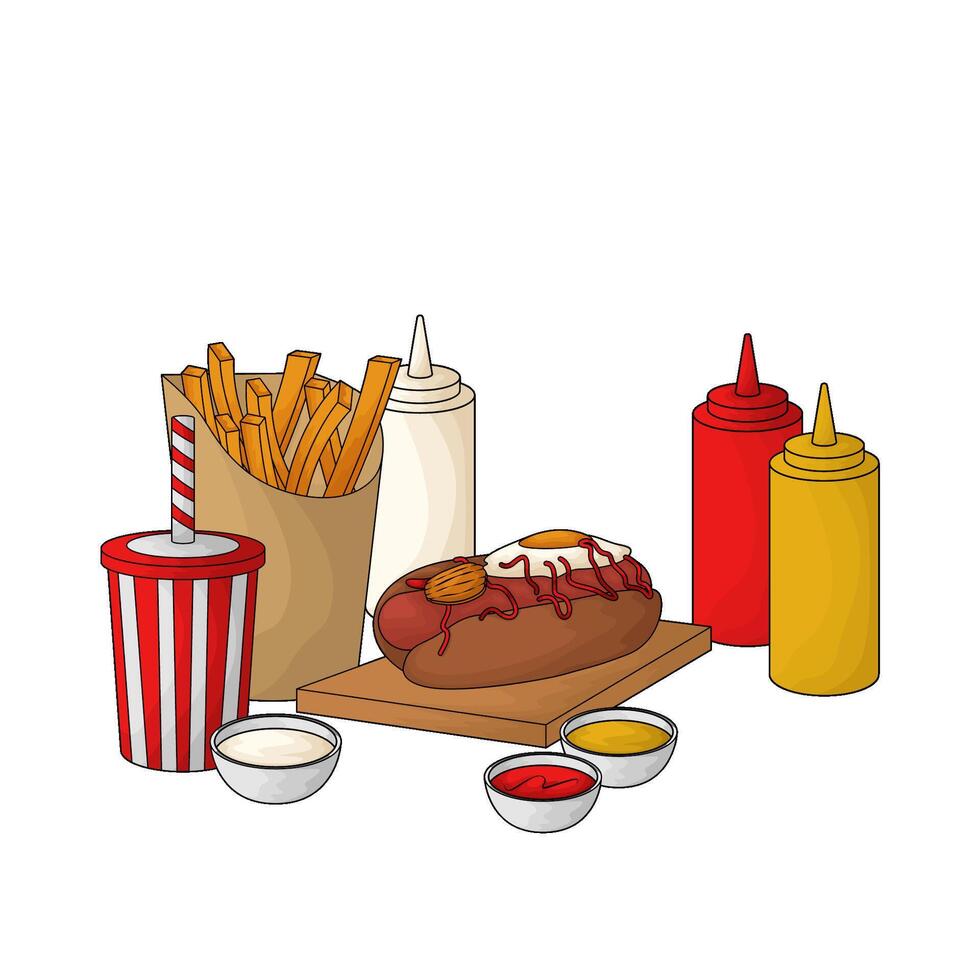 hotdog combo package illustration vector
