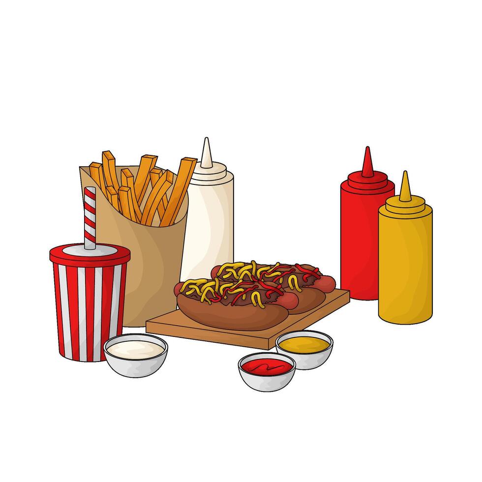 illustration of combo package with two hotdogs vector