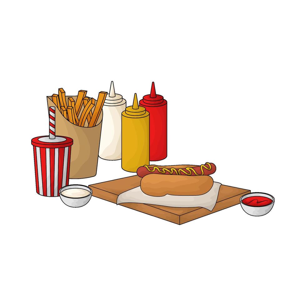hotdog combo pack illustration vector