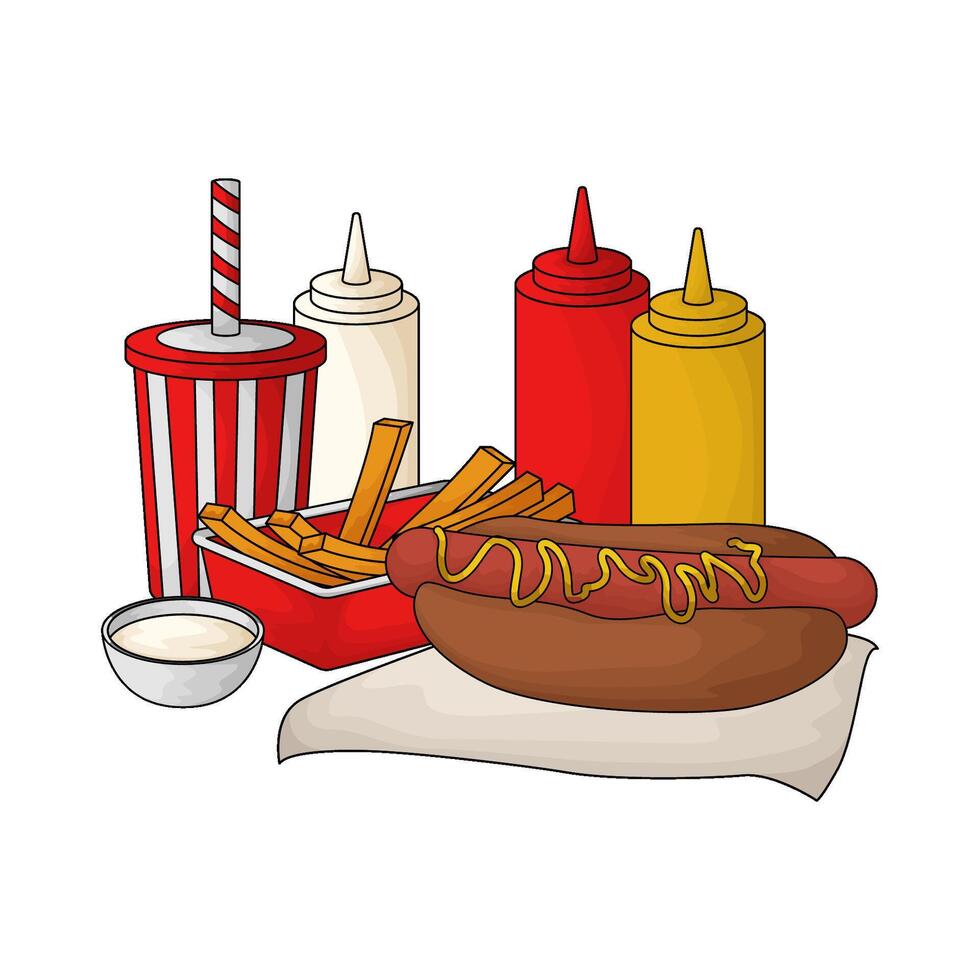 illustration of hotdog combo pack vector