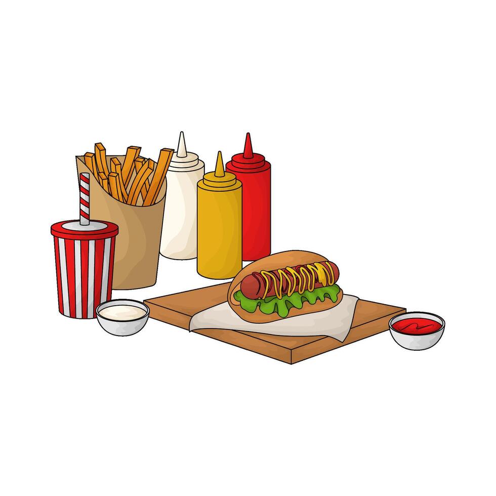 hotdog bundling package illustration vector