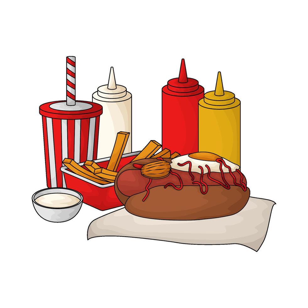 hot dog with fries economy package vector