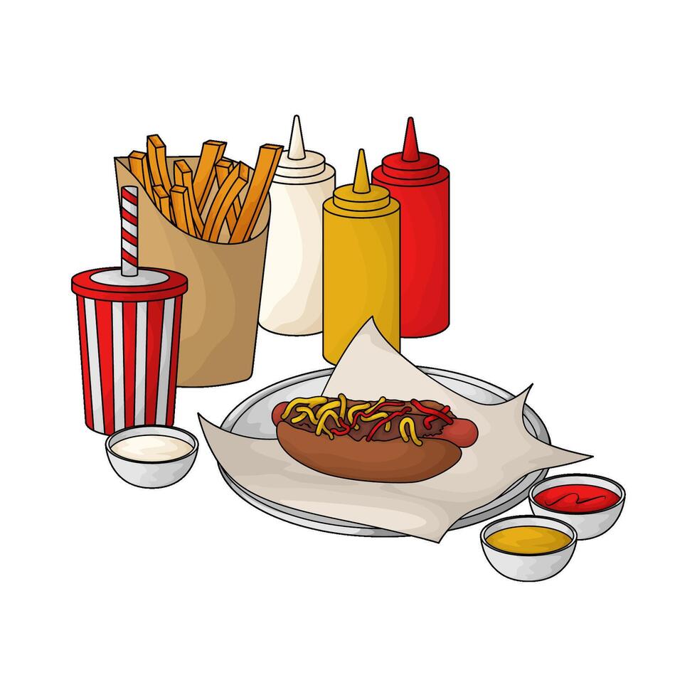 Hot Dog And Soda vector