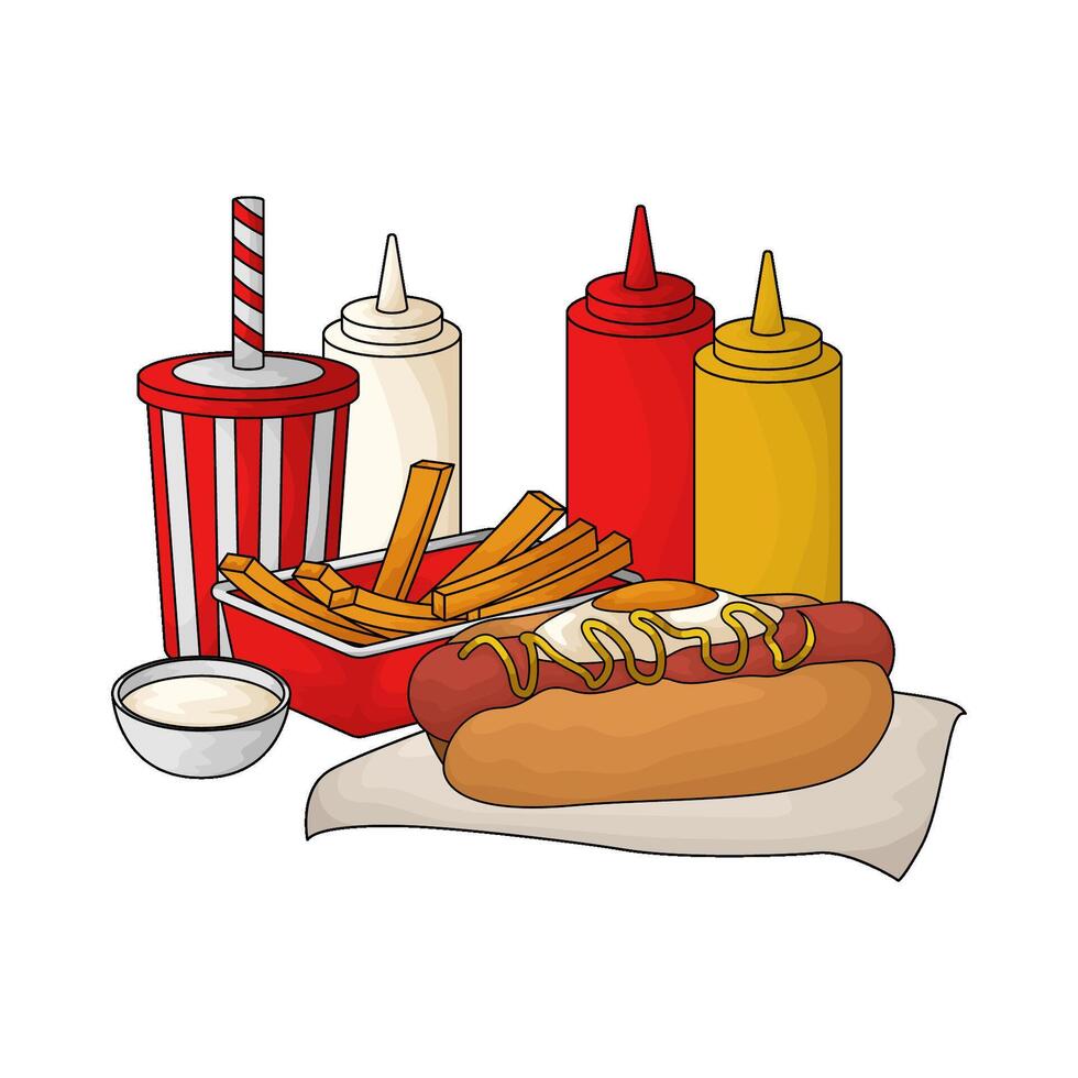 Hot Dog And Soda illustration vector