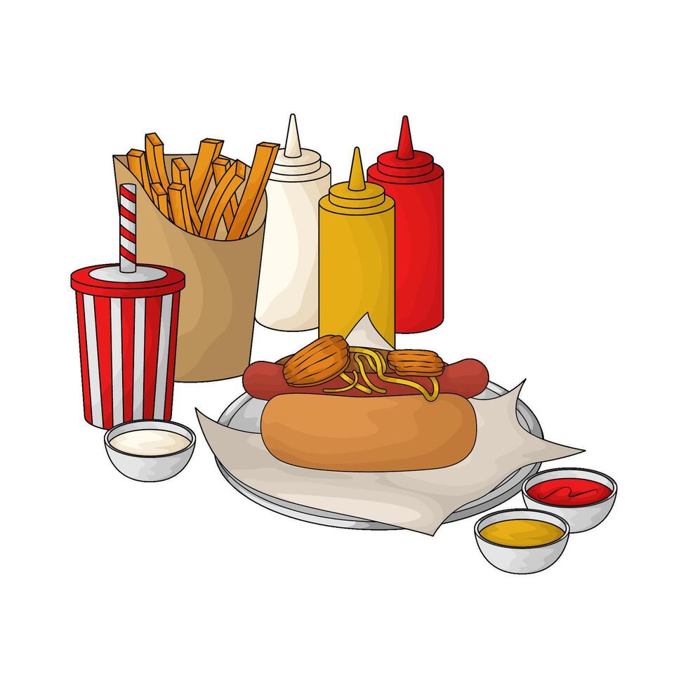 Hot Dog with Soda illustration vector