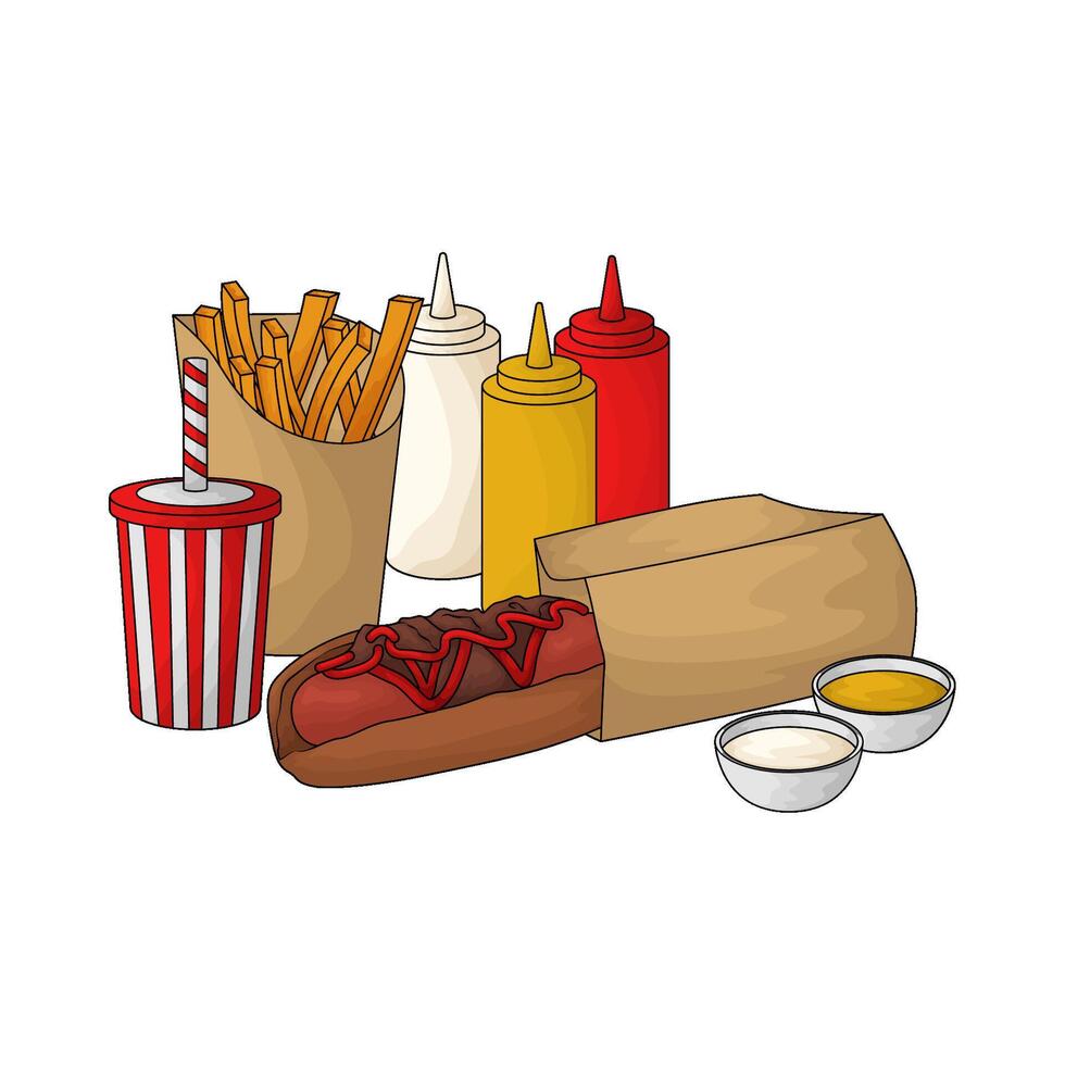 Hot Dog with Soda vector