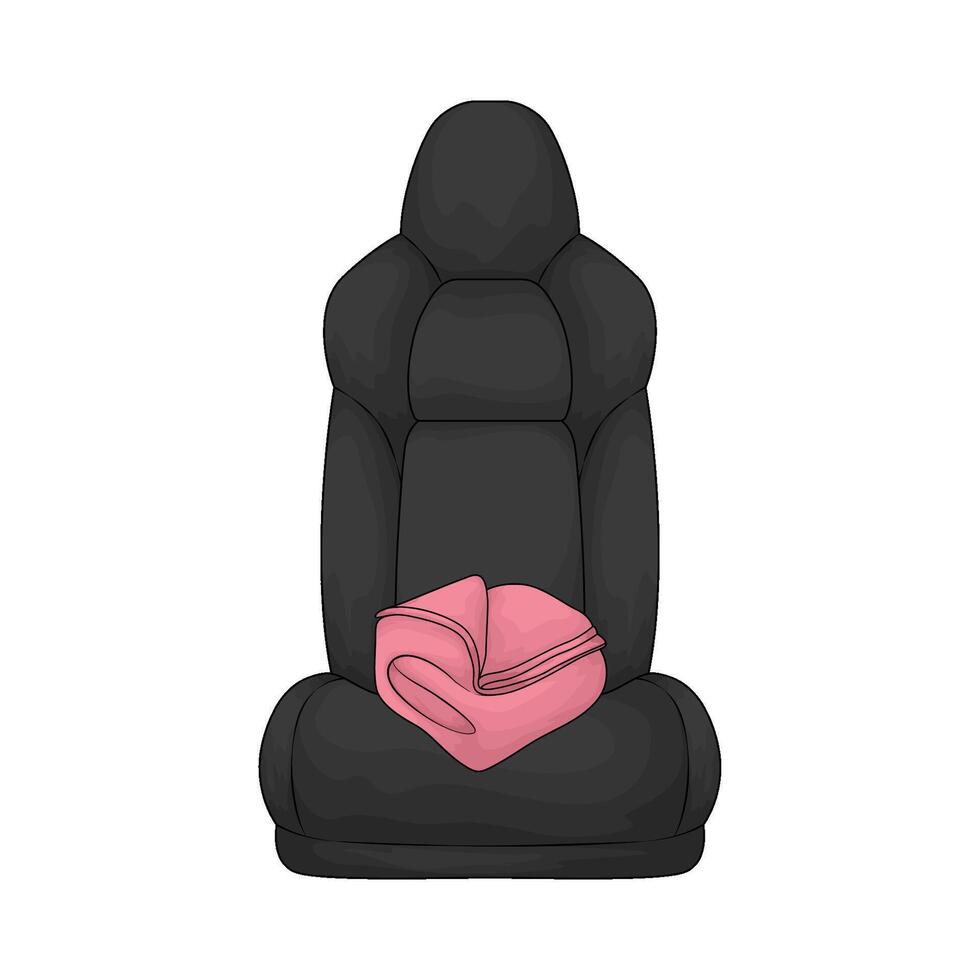 pink blanket on the black car seat vector