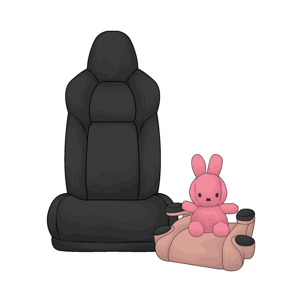 pink doll with car seat illustration vector