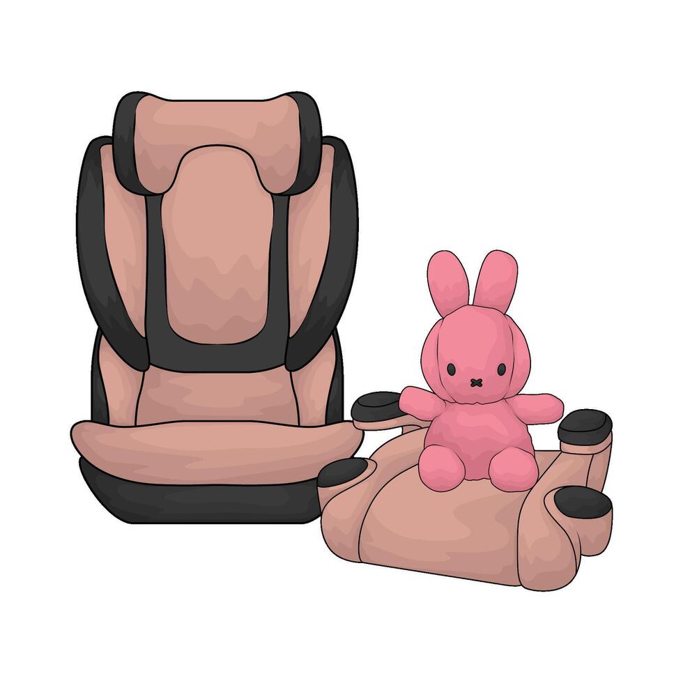 illustration of pink doll with car seat vector