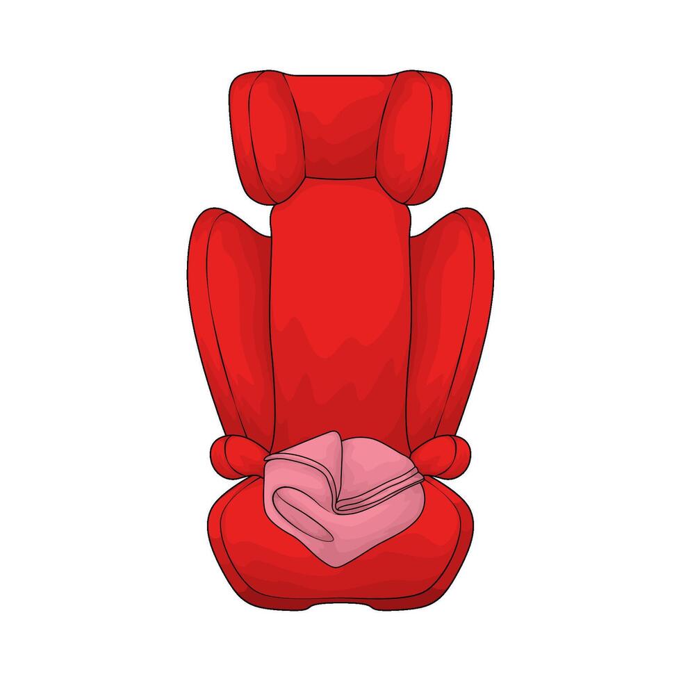 red car seat and pink blanket vector