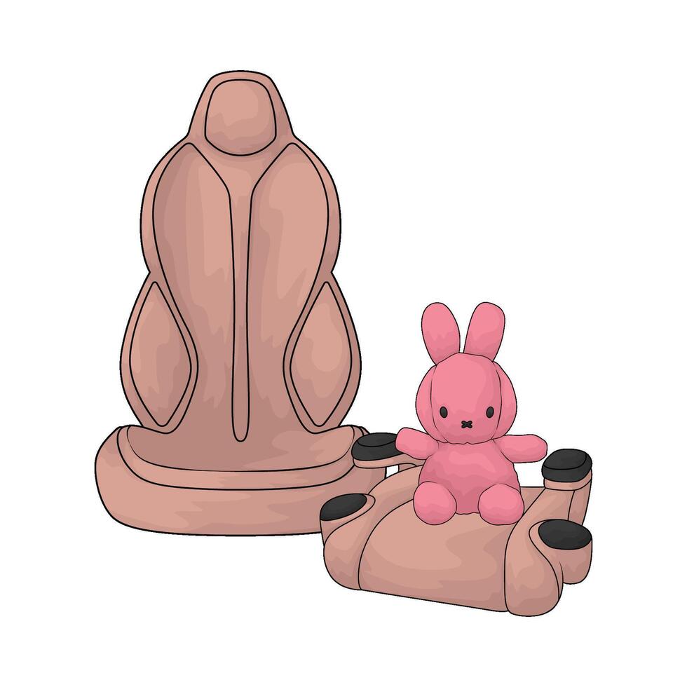 pink car seat and pink doll vector