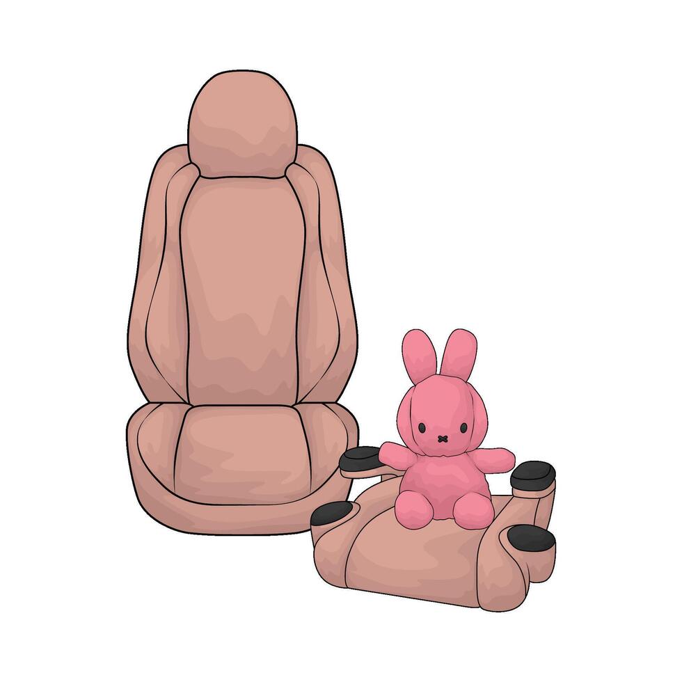 pink car seat with doll illustration vector