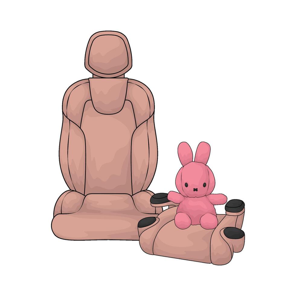 pink car seat with doll vector