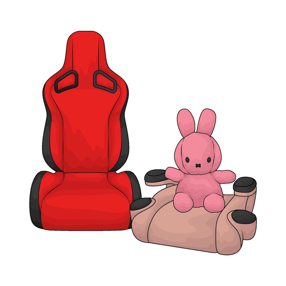 red car seat with doll vector