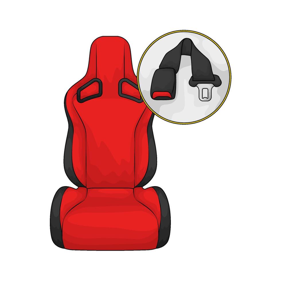 illustration of red car seat with safety belt vector