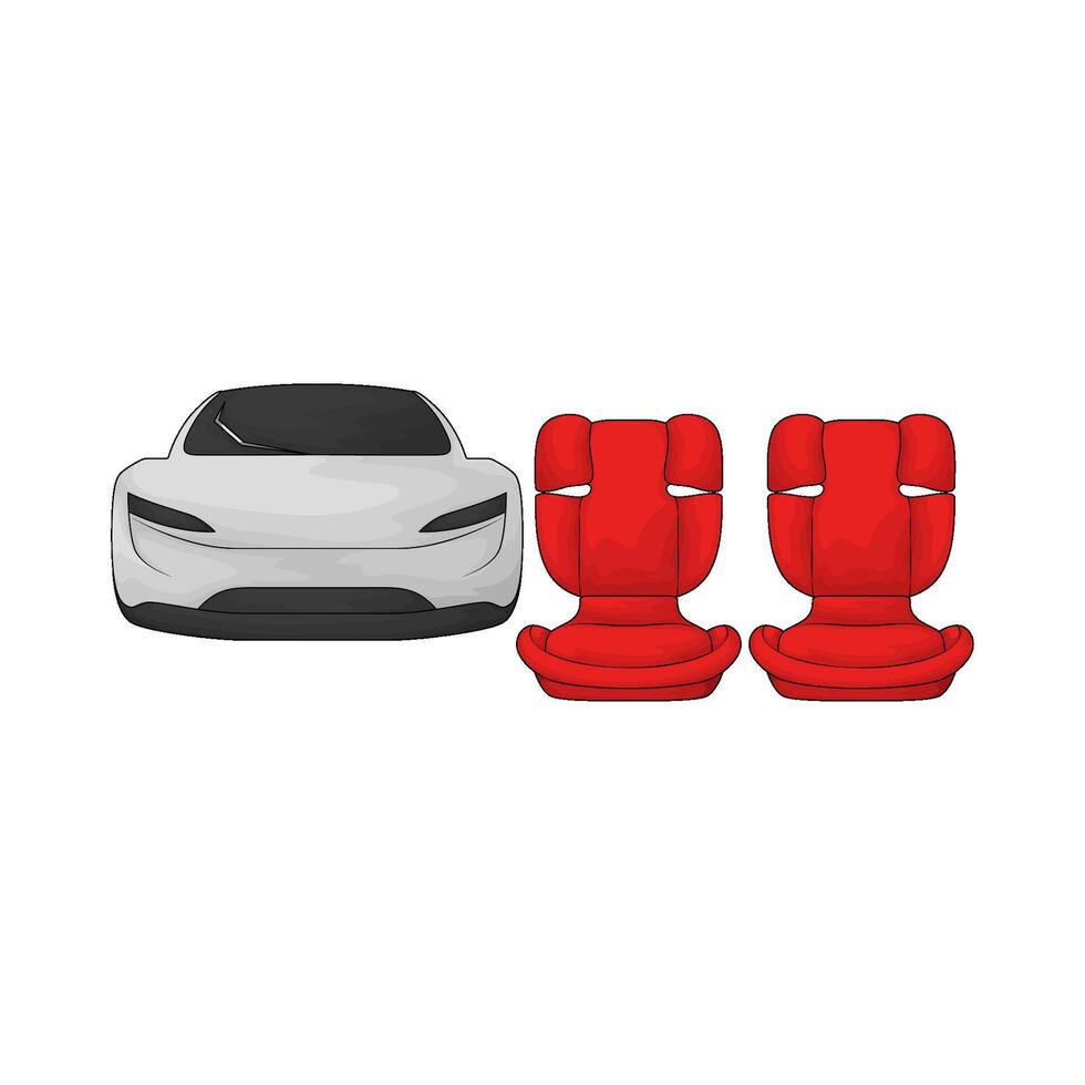 luxury car with red car seat illustration vector