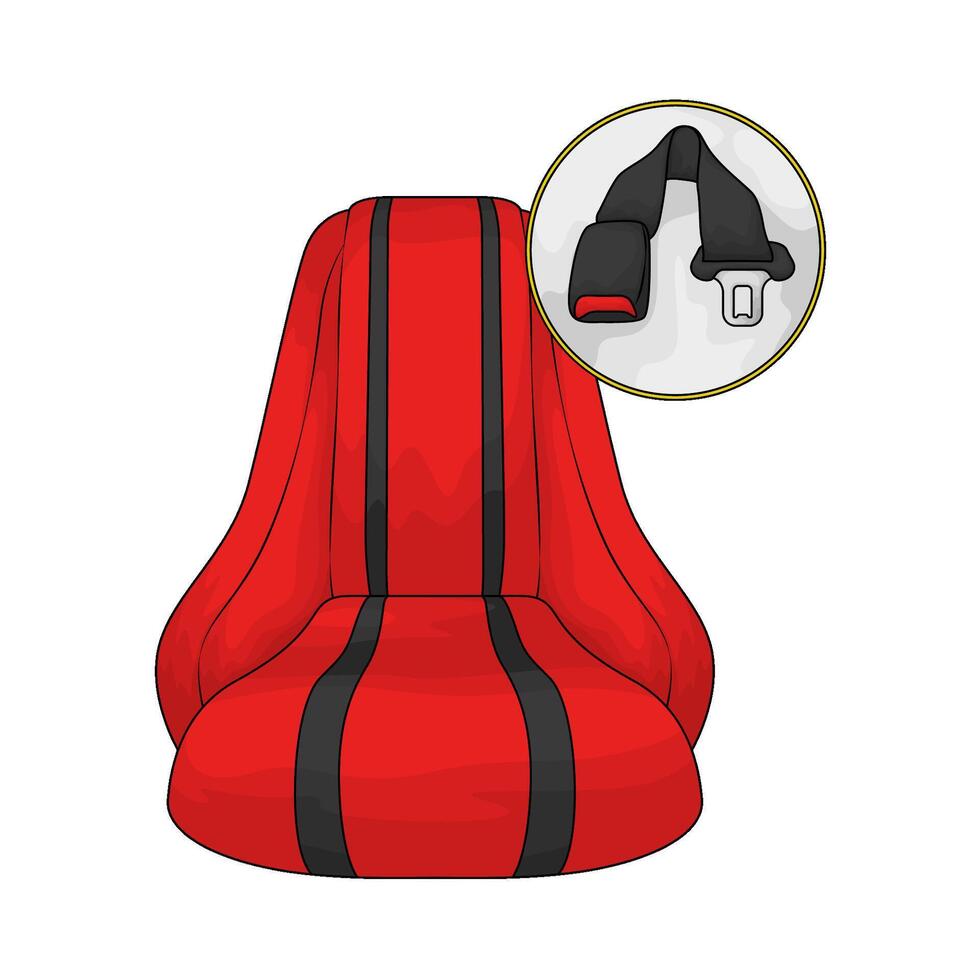 red car seat with safety belt vector