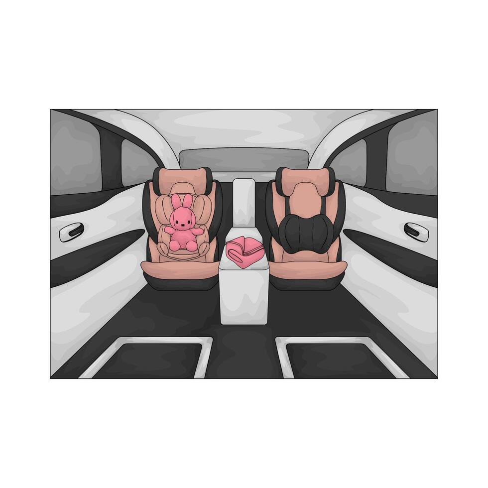 illustration of car with baby seat vector