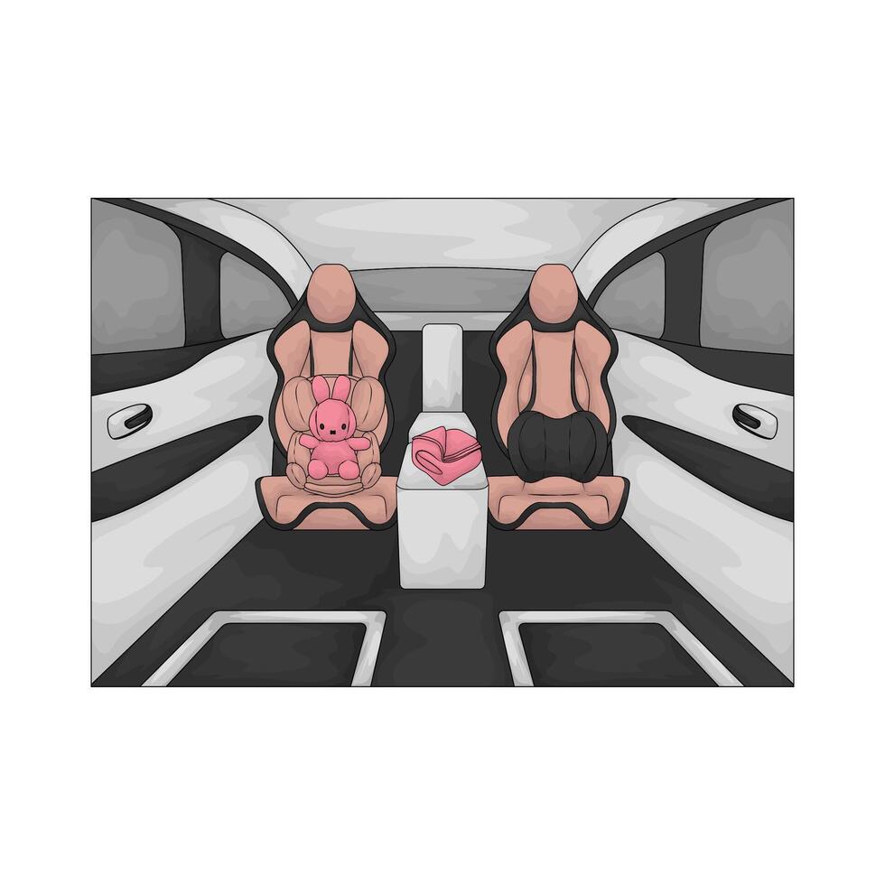 car with baby car seat illustration vector