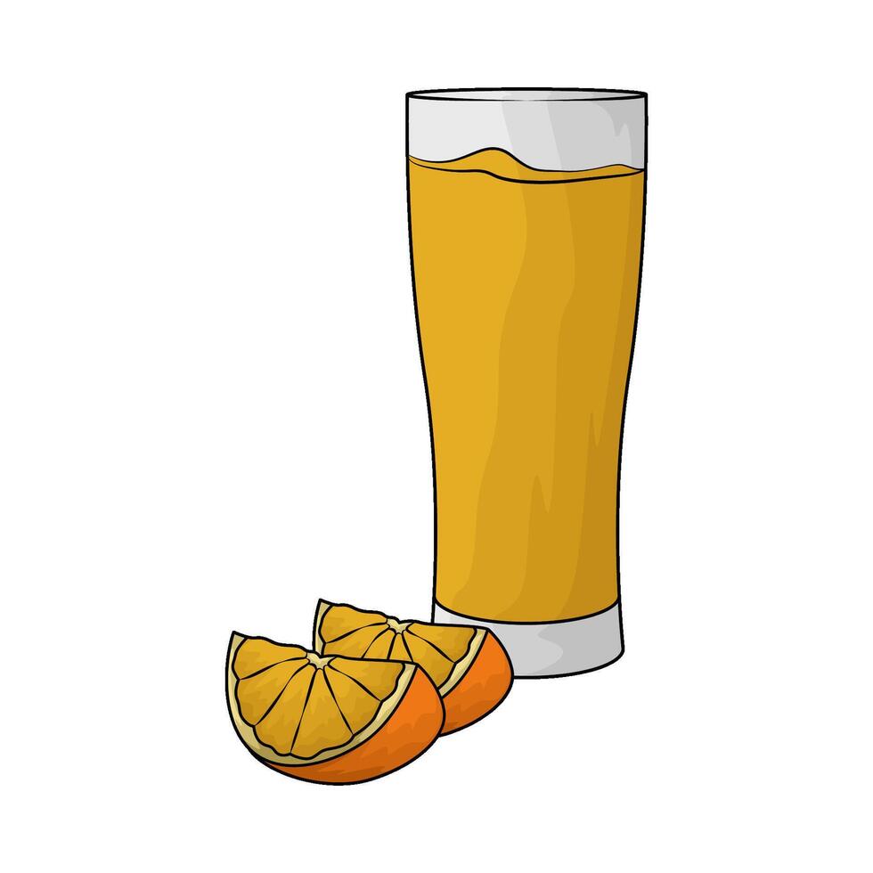 orange juice with orange slices vector
