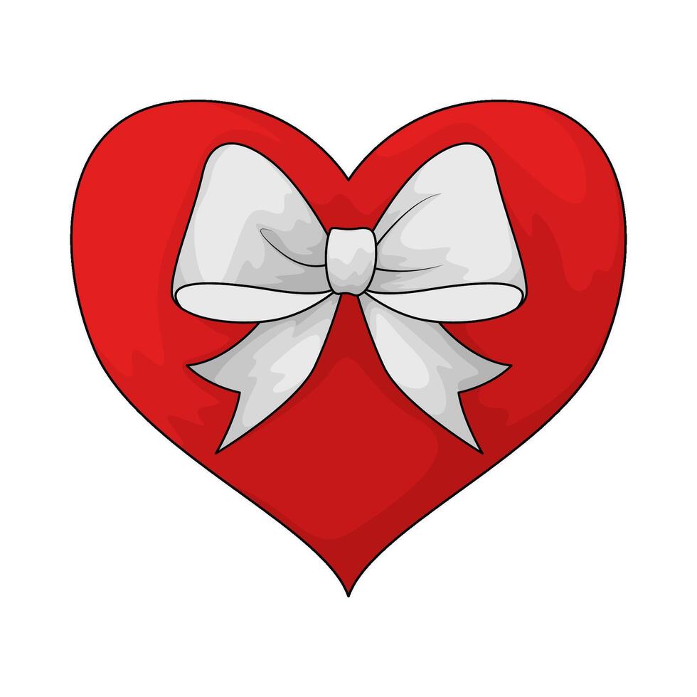 red heart with ribbon illustration vector