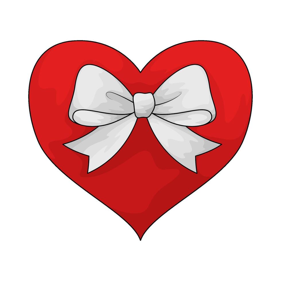 red heart with ribbon vector