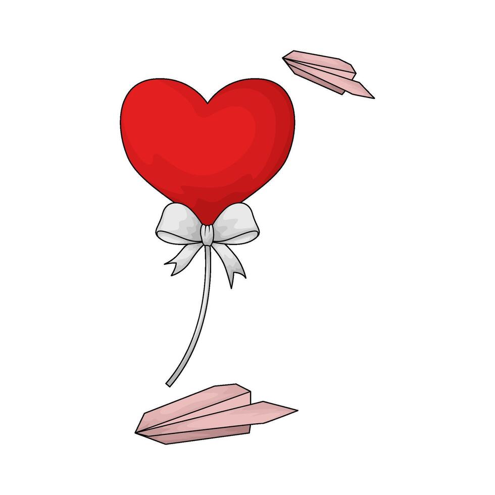 red heart balloon vector