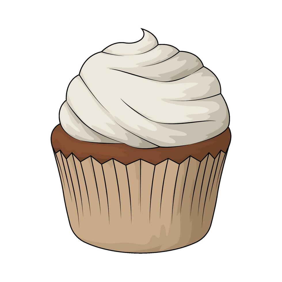 Illustration of cupcake with whipped cream vector