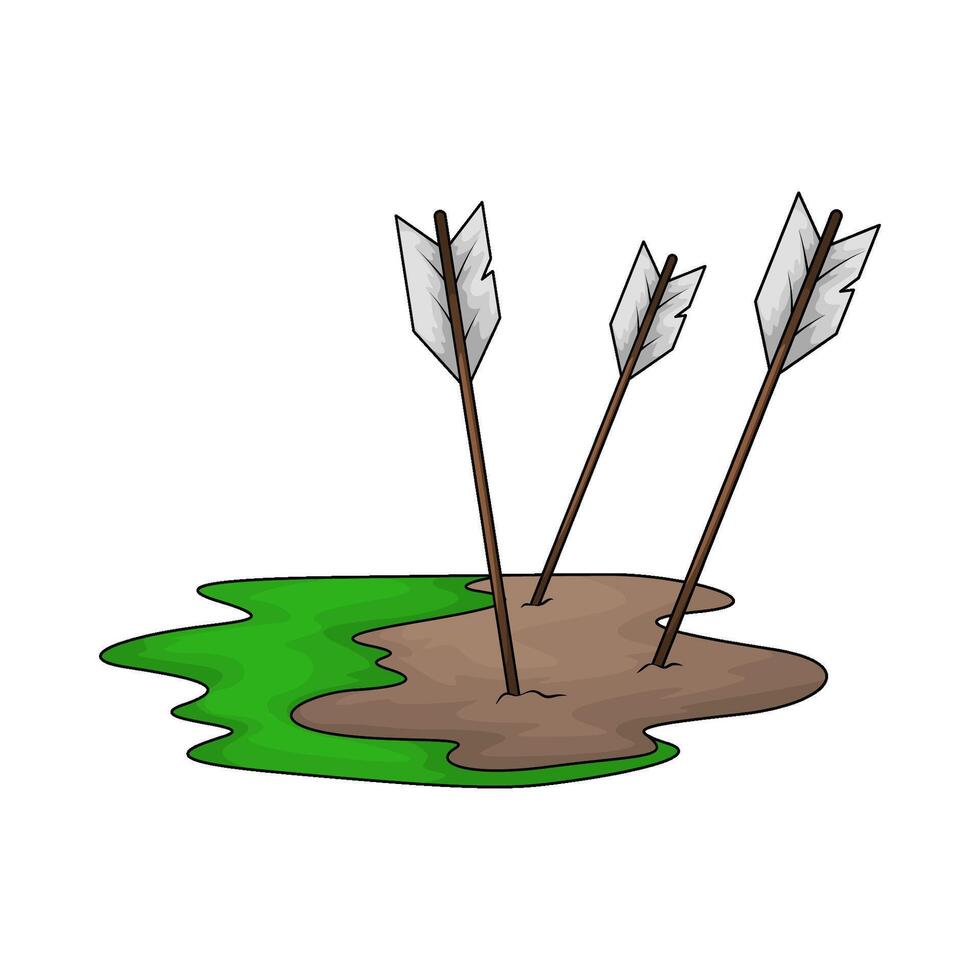 archery arrow stuck in the ground vector