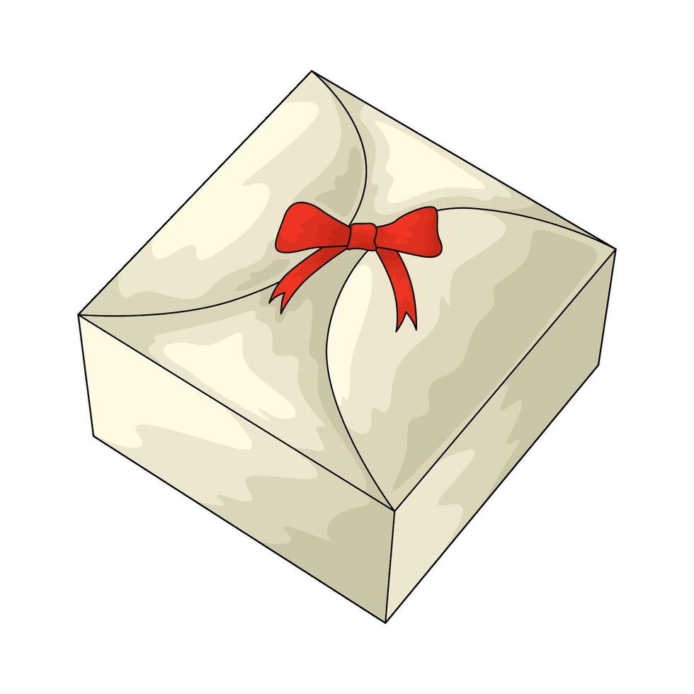 white gift box with red ribbon vector