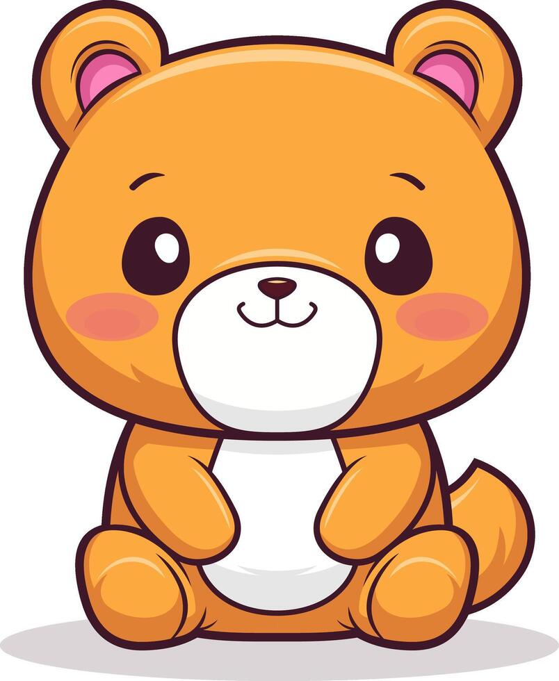 Cute Bear Mascot Sitting and Smiling vector