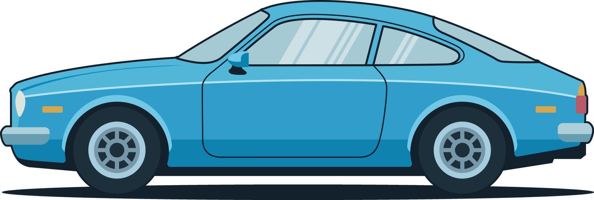 Luxury Blue Coupe Sedan Side View Illustration vector