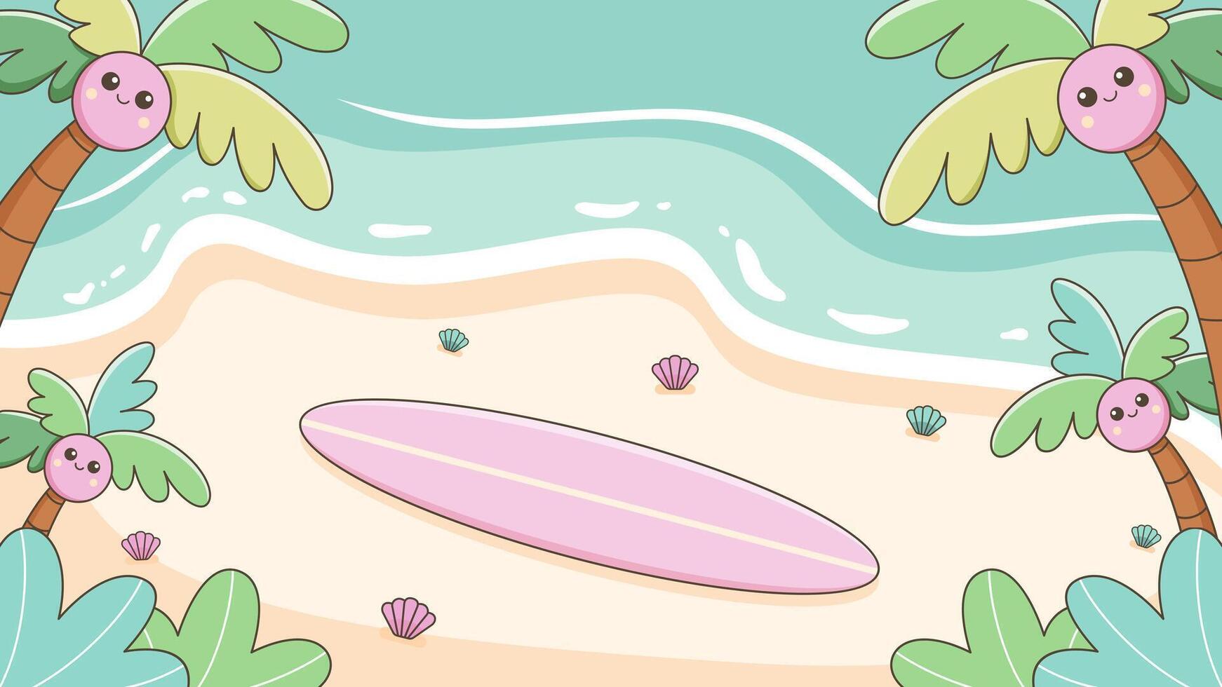 Cheerful and Colorful Kawaii Summer Theme Background vector