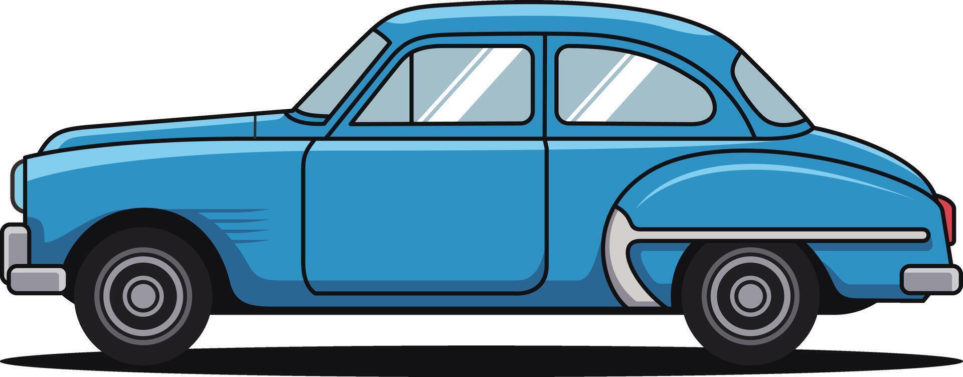 Retro Blue Coupe Car Side View Illustration vector