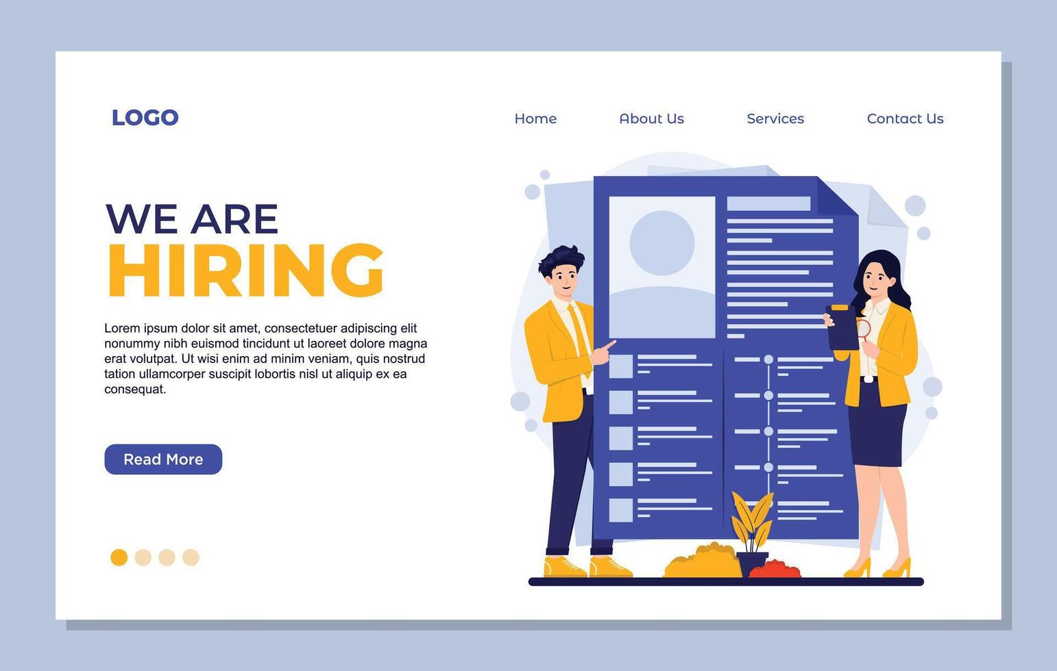 Web page design template of we are hiring. Flat illustration. vector
