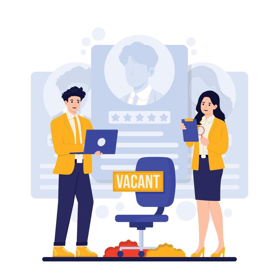 Vaccination concept illustration in flat style. recruitment concept with HR vector