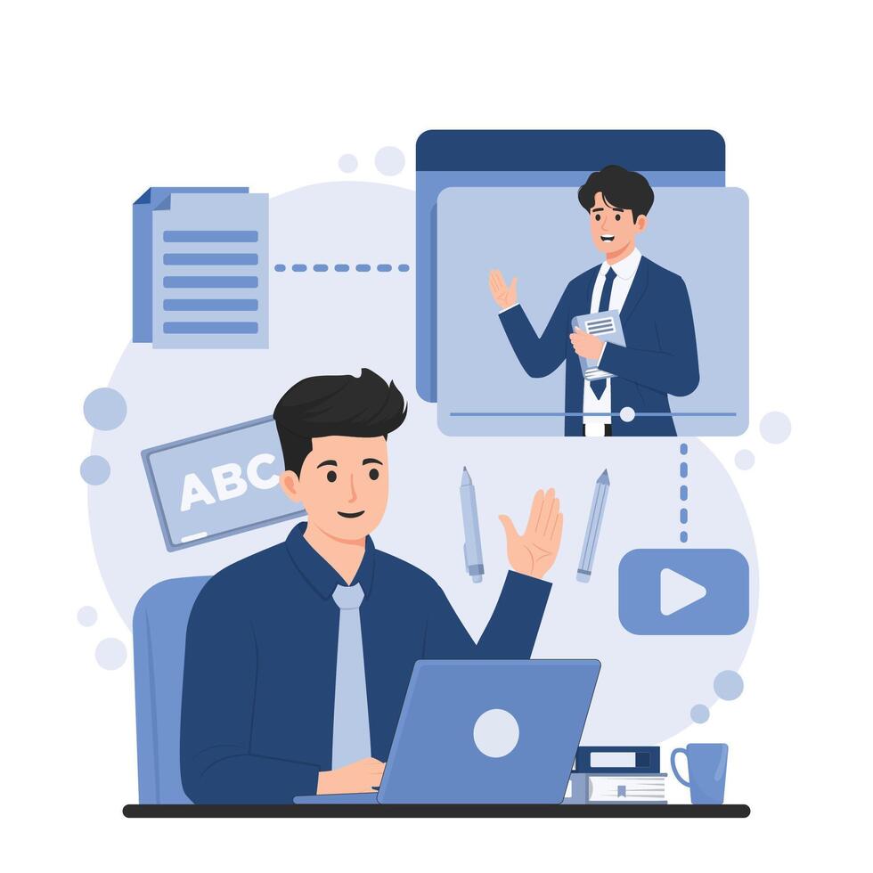 online education including e learning, online courses, digital library access vector