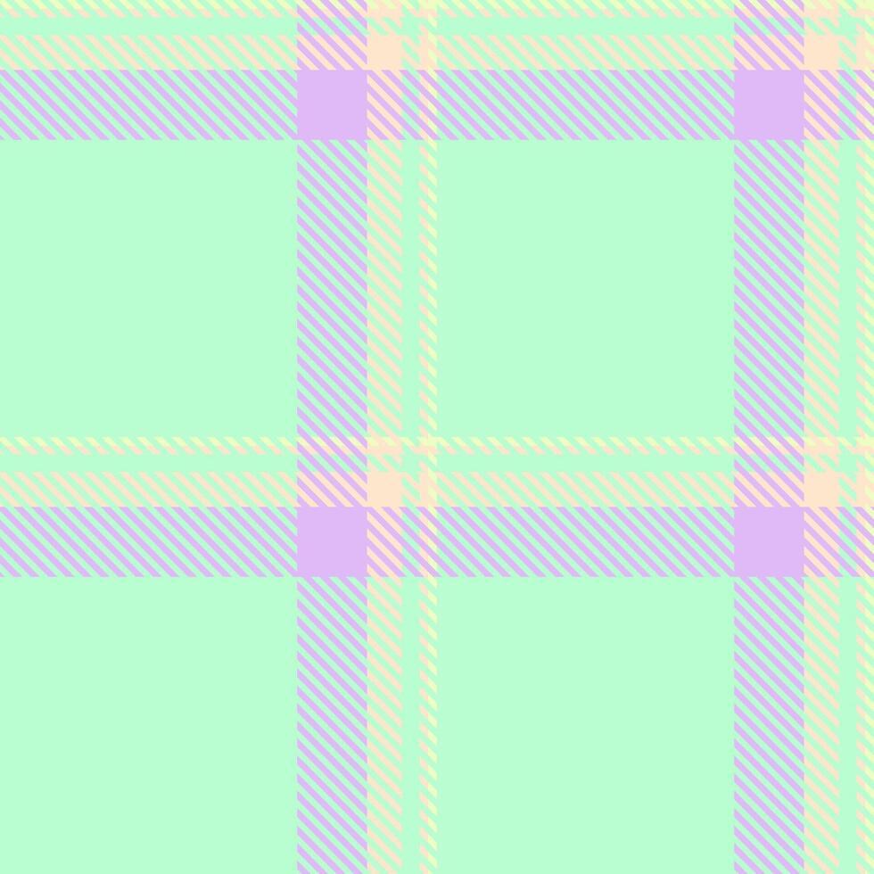 Pastel plaid pattern, soft mint green base with lavender, peach, and pale yellow stripes. Perfect for textile design, website backgrounds, stationery, or springsummer themed projects. vector