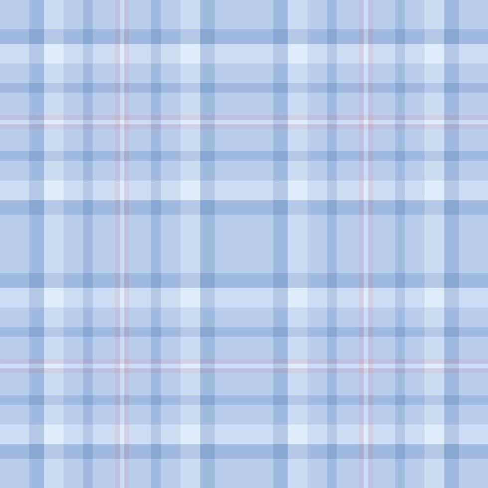 Basic check seamless, blank fabric background pattern. Graphic textile tartan texture plaid in light and blue colors. vector