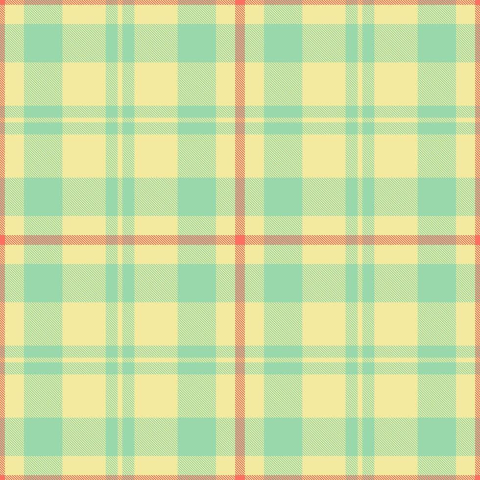 Delightful pastel plaid pattern in soft yellow, mint green, and coral. Perfect for springsummer designs, textiles, or website backgrounds. Evokes feelings of freshness and optimism. vector