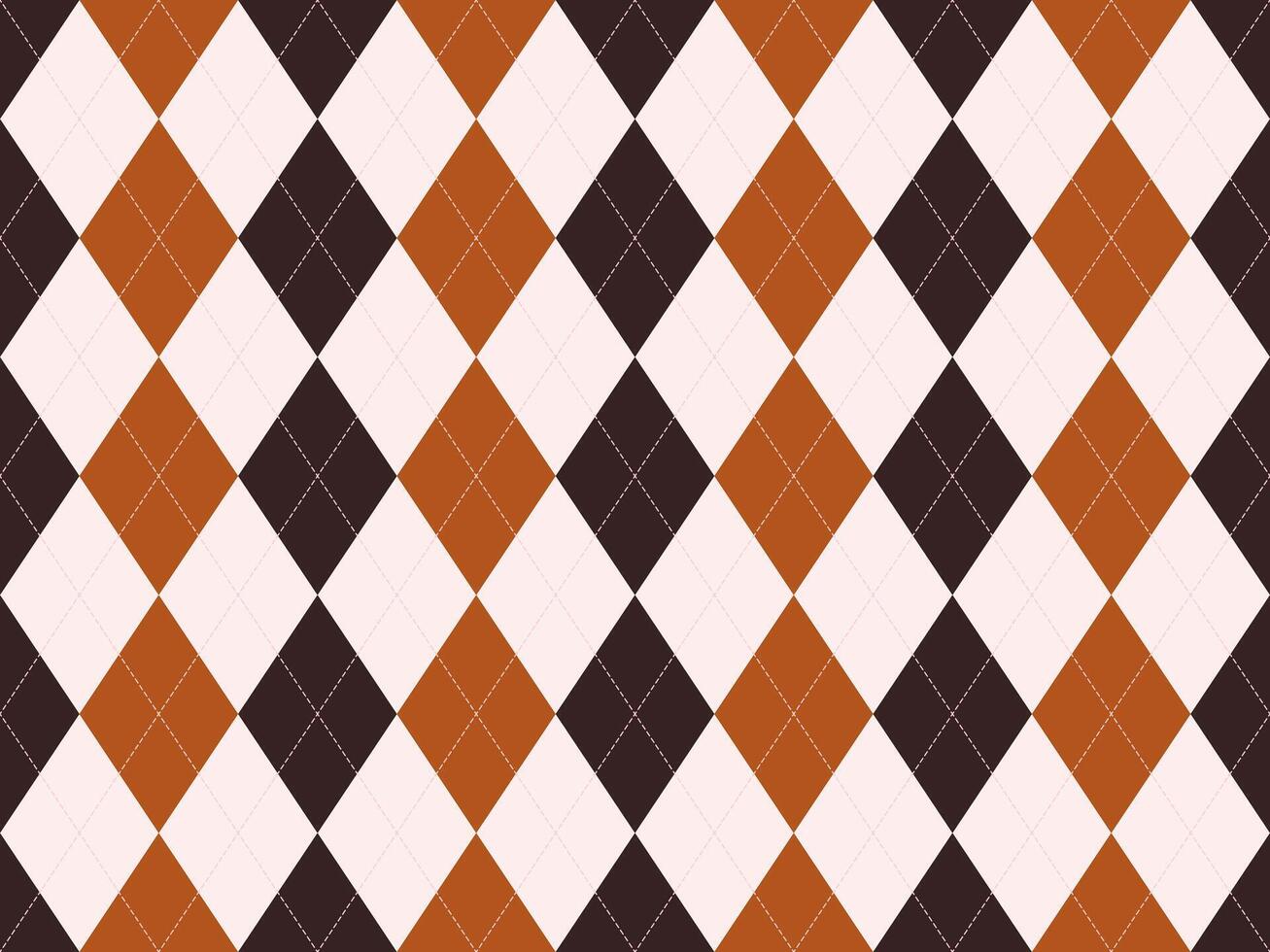 Elegant argyle pattern in brown, black, and cream. Perfect for backgrounds, textile design, or stylish branding. This sophisticated geometric design offers a timeless and versatile aesthetic. vector