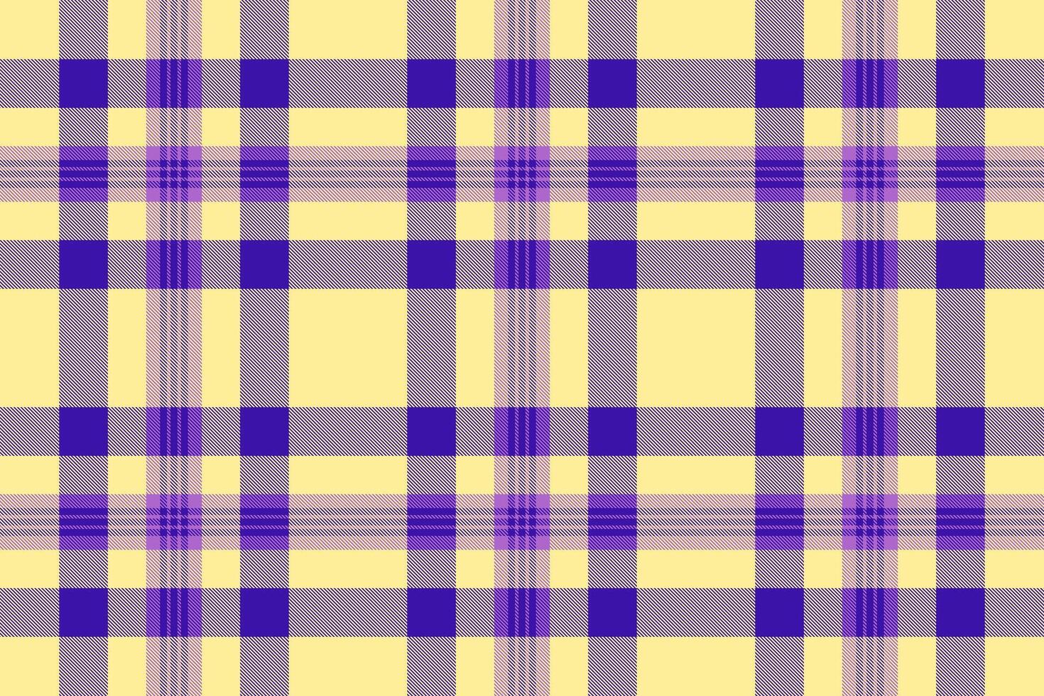 Vibrant pastel plaid pattern in yellow, purple, and lavender. Ideal for textile designs, website backgrounds, or crafting projects. vector