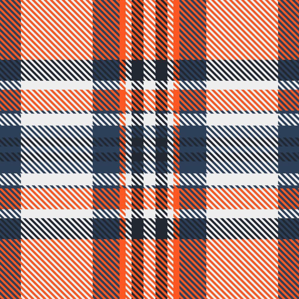 Vibrant orange and navy plaid pattern. Perfect for textile design, apparel, or website backgrounds. This seamless texture evokes warmth and style, offering a versatile, contemporary aesthetic. vector