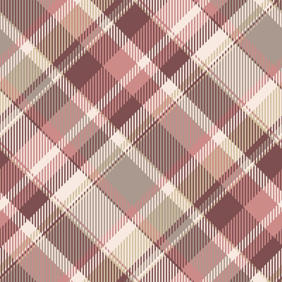 Elegant diagonal plaid pattern in soft blush, beige, and brown tones. Perfect for textile design, website backgrounds, or stylish branding. vector